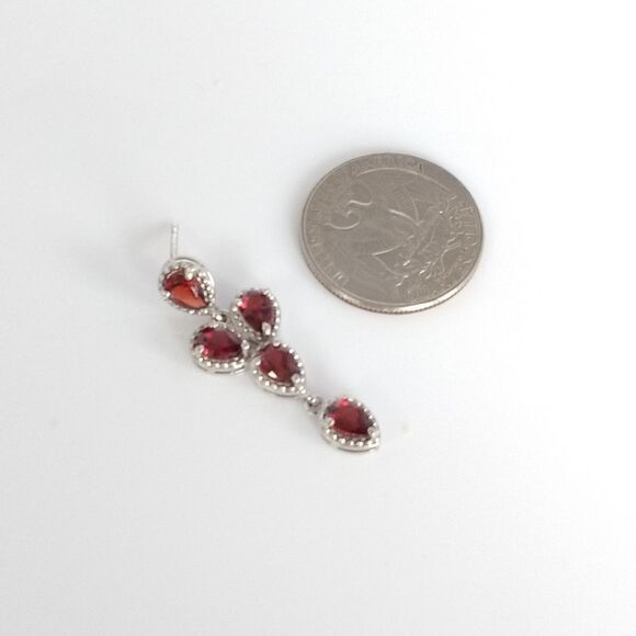 Genuine Garnet Chandelier Earrings Dangle 5.2 cttw - Picture 7 of 7